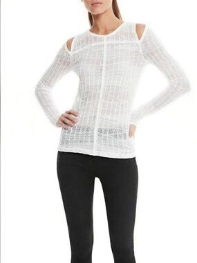 IRO Camille Top – Women's Size 42 (US 10) – Ecru Lace Cold Shoulder Long Sleeve